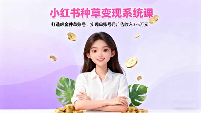 小红书种草变现系统课：打造吸金种草账号，实现单账号月广告收入3-5万元 - 来及网络