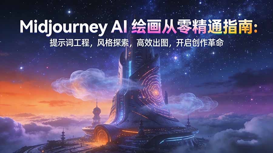 Midjourney AI绘画从零精通指南：提示词工程，风格探索，高效出图，开启创作革命 - 来及网络