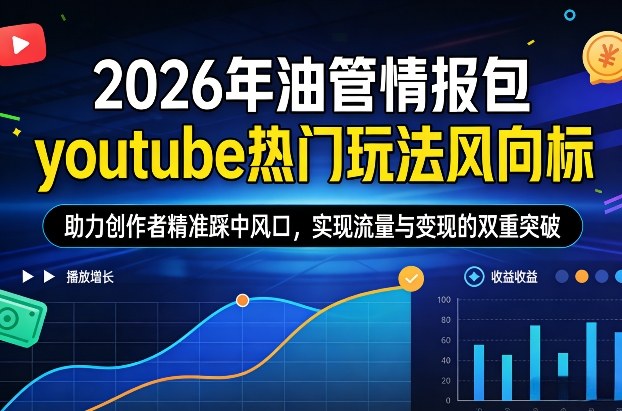 2026年油管情报包，youtube热门玩法风向标，助力创作者精准踩中风口，实现流量与变现的双重突破(更新) - 来及网络