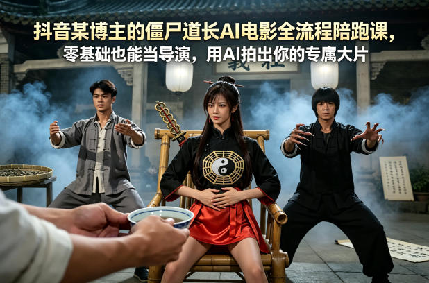 抖音某博主的僵尸道长AI电影全流程陪跑课，零基础也能当导演，用AI拍出你的专属大片 - 来及网络