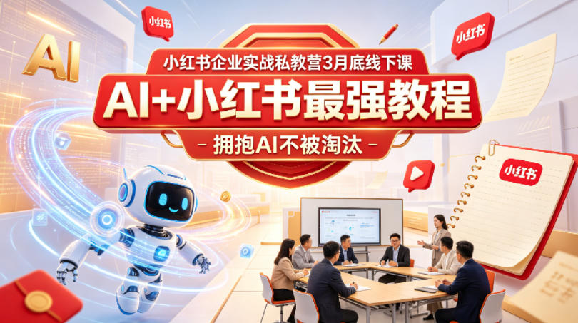 小红书企业实战私教营3月底线下课，AI+小红书最强教程，拥抱AI不被淘汰 - 来及网络