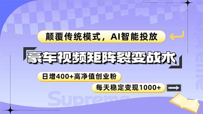 （14903期）豪车视频矩阵裂变战术，颠覆传统模式，AI智能投放，日增400+高净值创业… - 来及网络