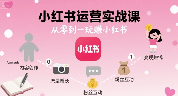 小红书运营实战课，从零到一玩賺小红书 - 来及网络