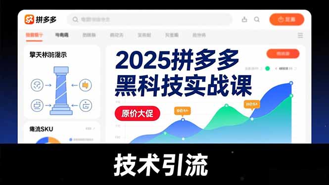 2025拼多多黑科技实战课，擎天柱玩法、爆流SKU、原价大促，技术引流，单店日销轻松破千单 - 来及网络