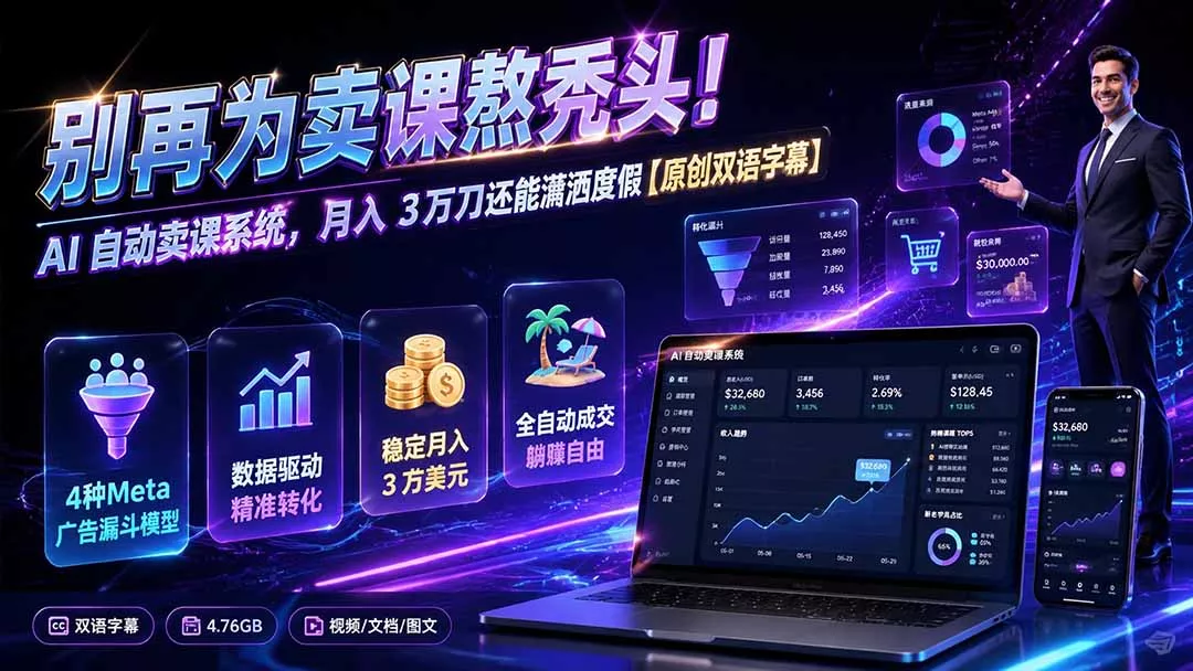 别再为卖课熬秃头！AI 自动卖课系统，月入 3 万刀还能潇洒度假【原创双语字幕】 - 来及网络