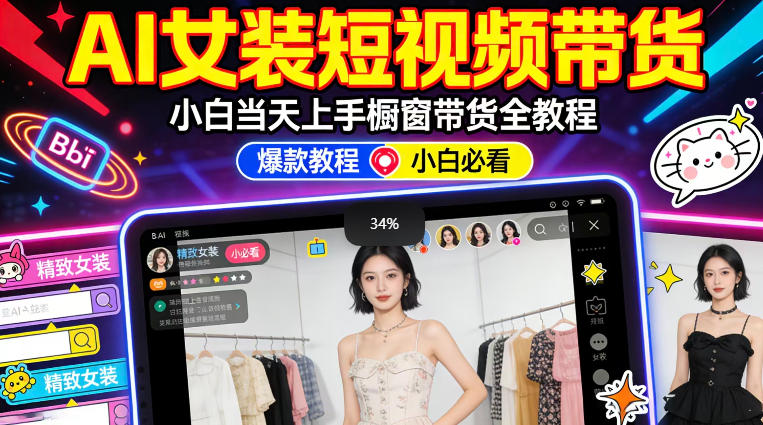 AI女装短视频橱窗带货：小白零门槛当天上手，高佣金爆款轻松賺！ - 来及网络