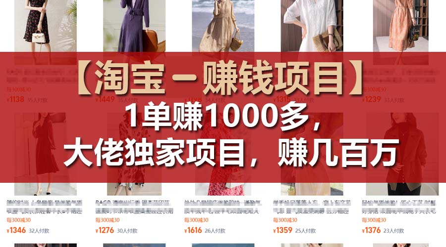 （11685期）【淘宝赚钱项目】1单可赚1000多，大佬独家项目，年赚几百万 - 来及网络