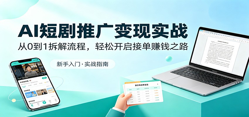 AI短剧推广变现实战：从0到1拆解流程，轻松开启接单赚钱之路 - 来及网络