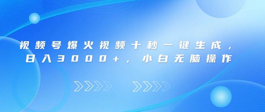 （14181期）视频号爆火视频十秒一键生成，日入3000+，小白无脑操作 - 来及网络