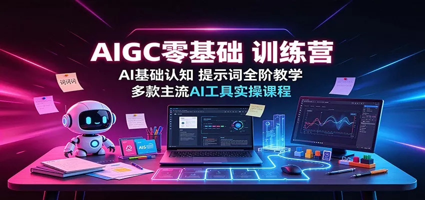 AIGC零基础训练营：AI基础认知，提示词全阶教学，多款主流AI工具实操课程 - 来及网络