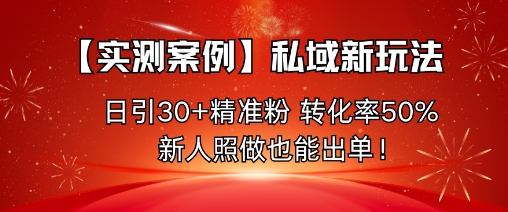 【实测案例】私域新玩法，日引30+精准粉，转化率50%，新人照做也能出单！ - 来及网络