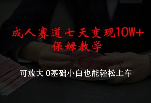 成人赛道七天变现10W+保姆教学，可放大，0基础小白也能轻松上车【揭秘】 - 来及网络