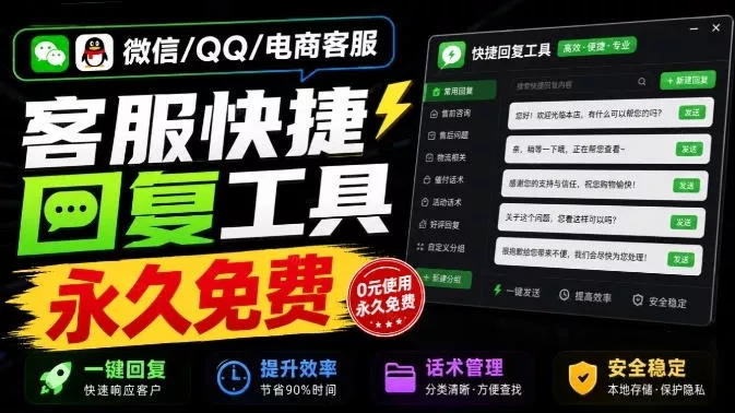 微信/QQ/电商客服快捷回复工具，支持多平台话术库与一键发送，永久免费，使用简单！易歪歪 - 来及网络