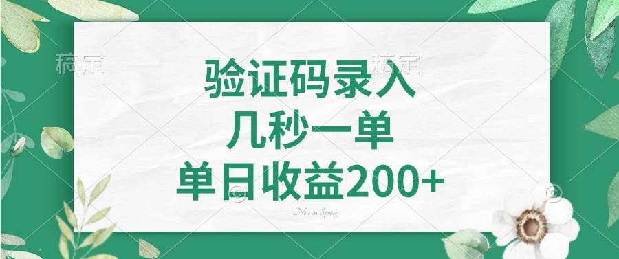 （14221期）验证码录入，几秒一单，单日收益200+ - 来及网络