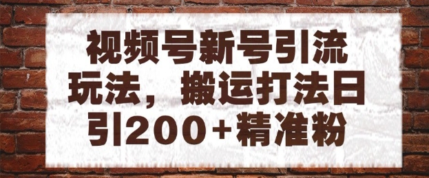 视频号新号引流玩法，搬运打法日引200+精准粉，可矩阵放大【揭秘】 - 来及网络
