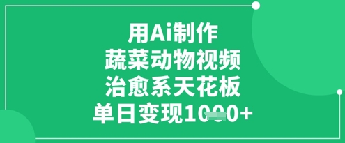 用Ai制作蔬菜动物视频，治愈系天花板，单日变现1k - 来及网络
