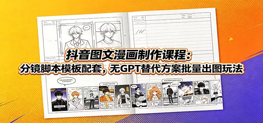 抖音图文漫画制作课程：分镜脚本模板配套，无GPT替代方案批量出图玩法 - 来及网络