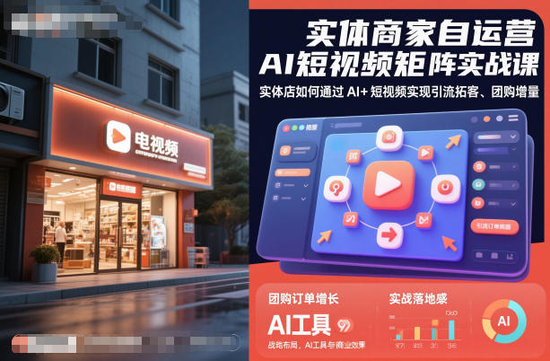 实体商家自运营AI短视频矩阵实战课，实体店如何通过AI+短视频实现引流拓客、团购增量 - 来及网络