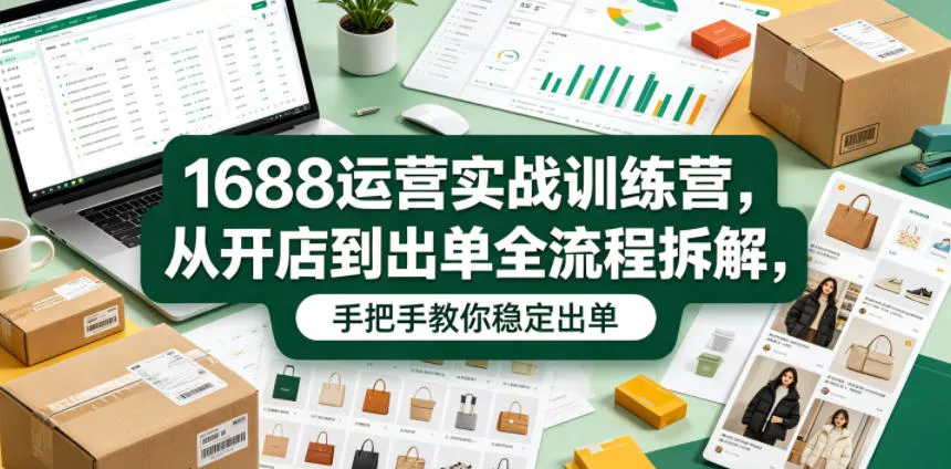 1688运营实战训练营，从开店到出单全流程拆解，手把手教你稳定出单(更新0620) - 来及网络