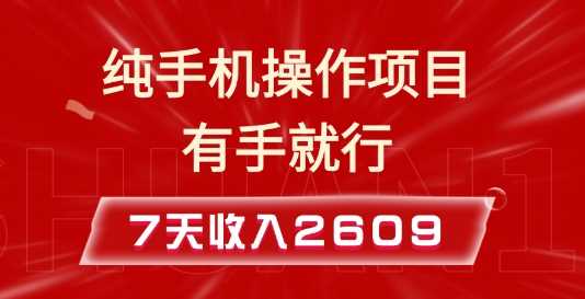 纯手机操作的小项目，有手就能做，7天收入2609+实操教程【揭秘】 - 来及网络
