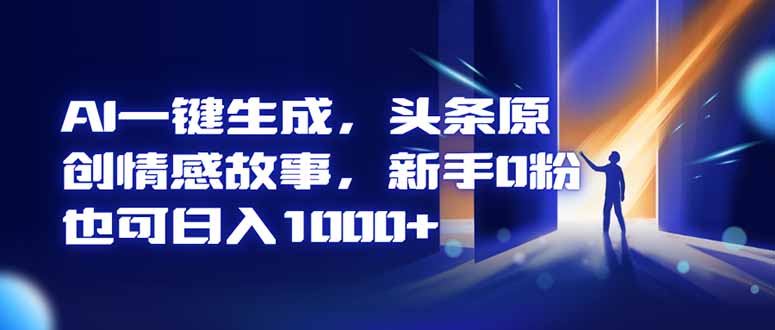AI一键生成，头条原创情感故事，新手0粉也可日入1000+ - 来及网络