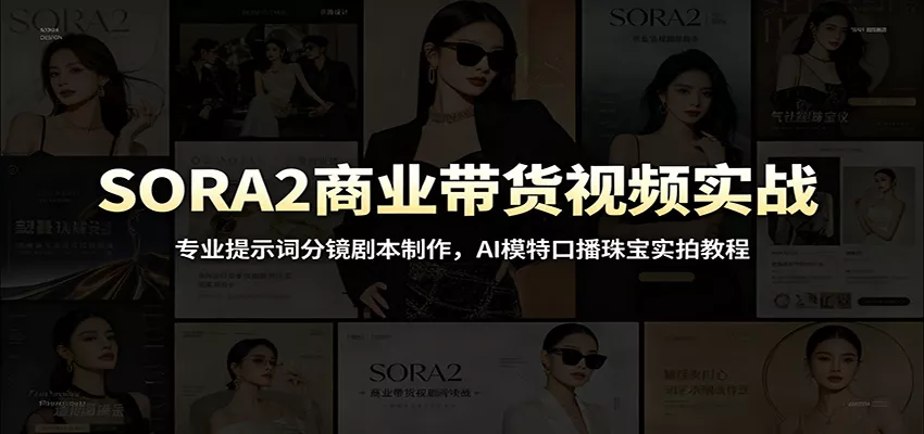 SORA2商业带货视频实战：专业提示词分镜剧本制作，AI模特口播珠宝实拍教程 - 来及网络