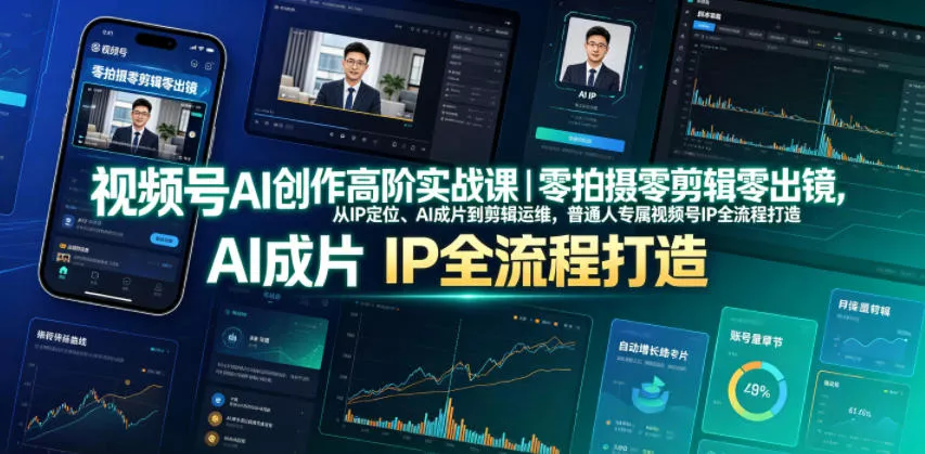 视频号AI创作高阶实战课｜零拍摄零剪辑零出镜，从IP定位、AI成片到剪辑运维，普通人专属视频号IP全流程打造 - 来及网络