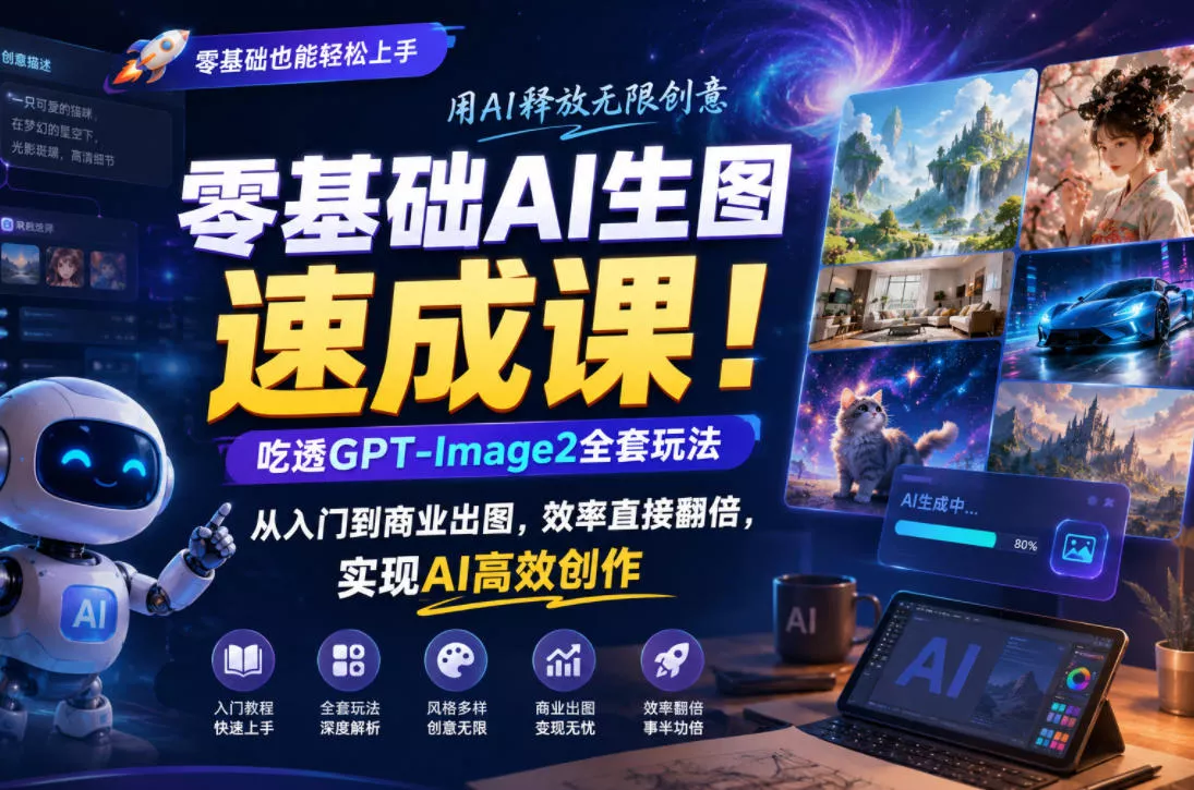 零基础AI生图速成课！吃透GPT-Image2全套玩法，从入门到商业出图，效率直接翻倍，实现AI高效创作 - 来及网络