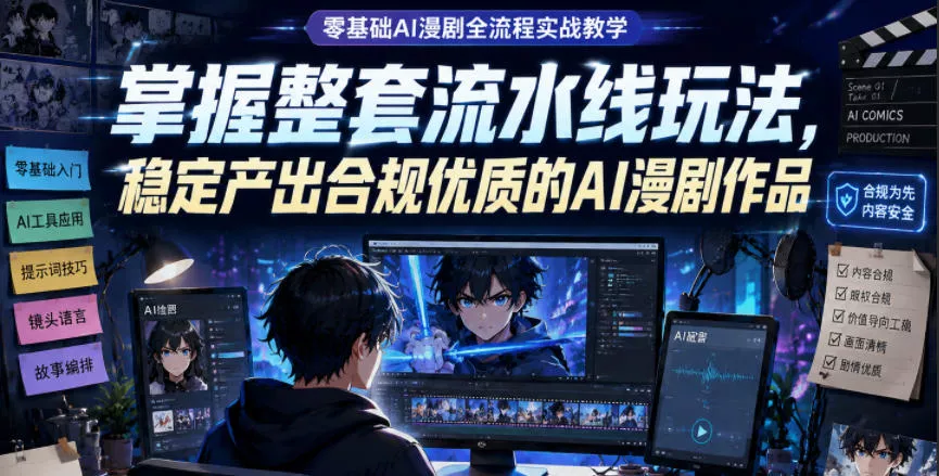 零基础AI漫剧全流程实战教学，掌握整套流水线玩法，稳定产出合规优质的AI漫剧作品 - 来及网络