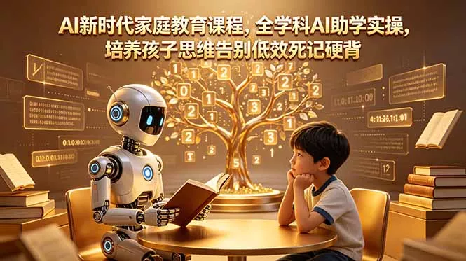 AI新时代家庭教育课程，全学科AI助学实操，培养孩子思维告别低效死记硬背 - 来及网络