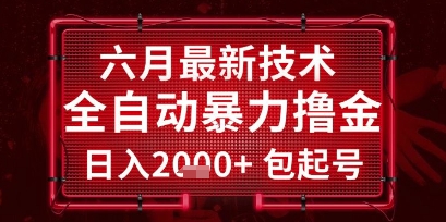 六月最新技术全自动暴力撸金，稳定日入2k+包起号，长期稳定【揭秘】 - 来及网络