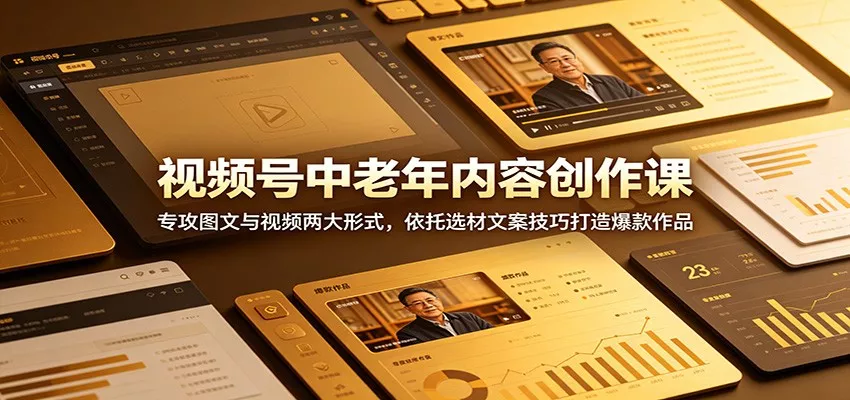 视频号中老年内容创作课：专攻图文与视频两大形式，依托选材文案技巧打造爆款作品 - 来及网络