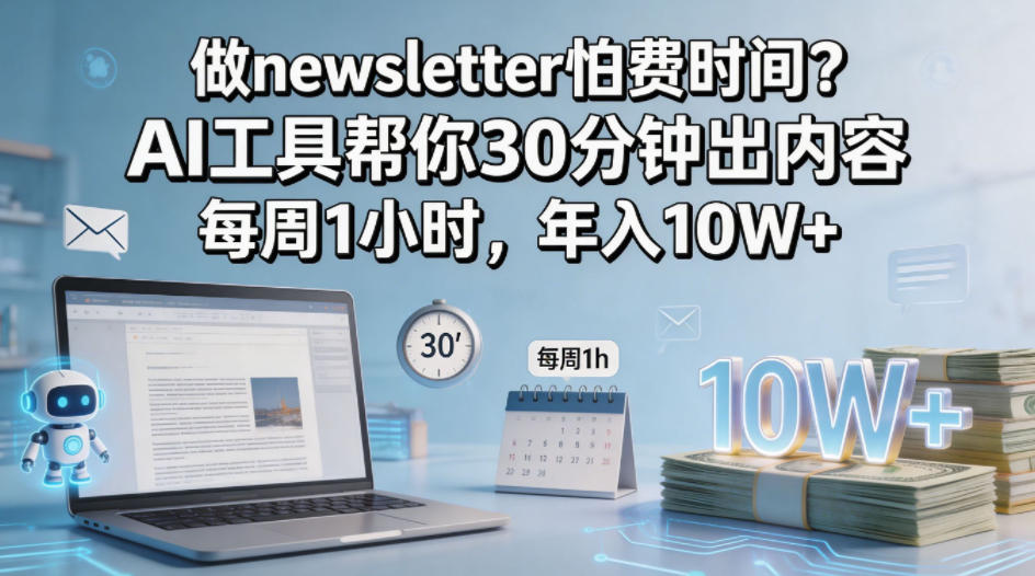 做newsletter怕费时间？AI工具帮你30分钟出内容，每周1小时，年入10W+！【原创双语字幕】 - 来及网络