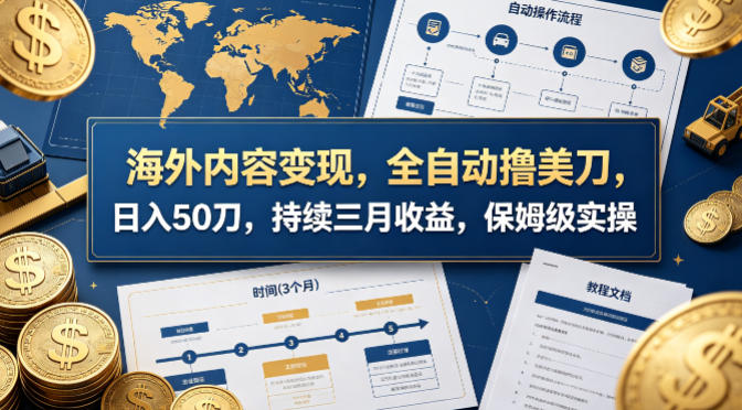 海外内容变现，全自动撸美刀，日入50刀，持续三月收益，保姆级实操【揭秘】 - 来及网络