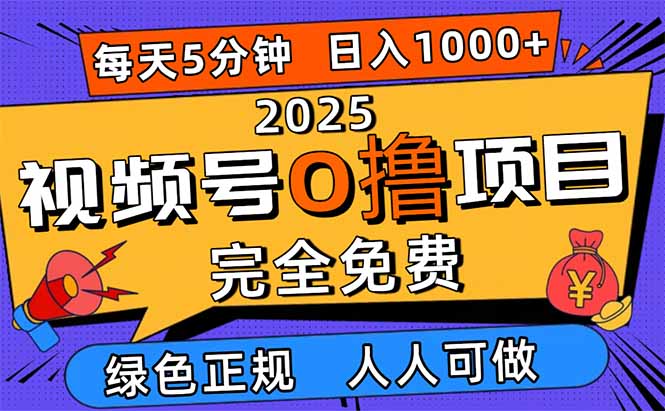 2025视频号0撸项目，5分钟一个号，日入1000+，人人可做 - 来及网络