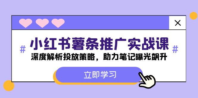 （12289期）小红书-薯 条 推 广 实战课：深度解析投放策略，助力笔记曝光飙升 - 来及网络