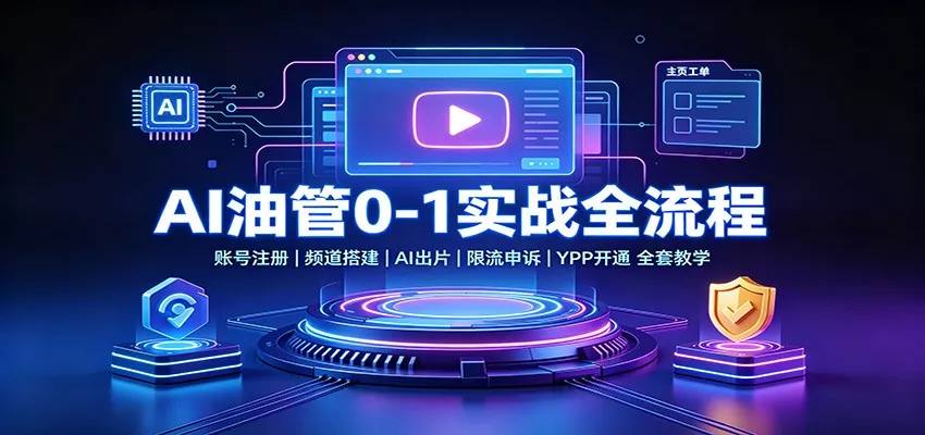 AI油管0-1实战：账号注册频道搭建，AI出片，限流申诉，YPP开通全套教学 - 来及网络
