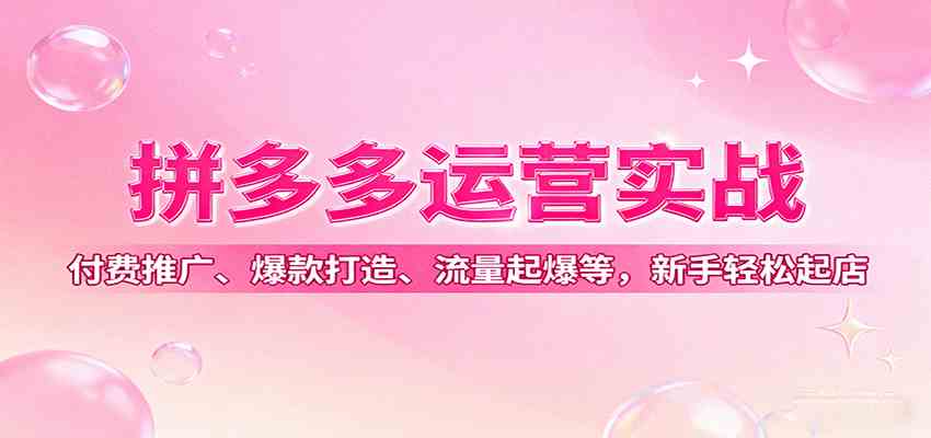 拼多多运营实战，付费推广、爆款打造、流量起爆等，新手轻松起店 - 来及网络