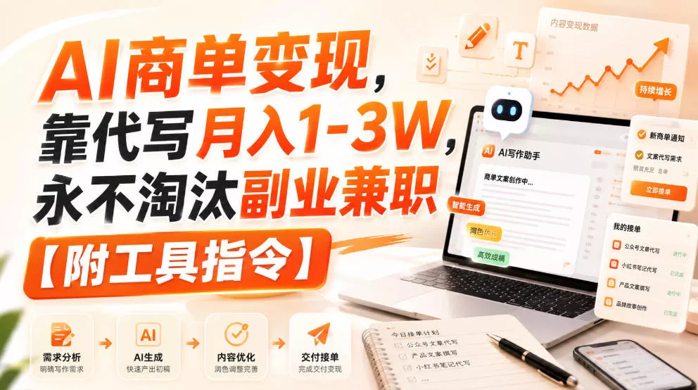 AI商单变现，靠代写月入1-3W，永不淘汰副业兼职【附工具指令】【揭秘】 - 来及网络