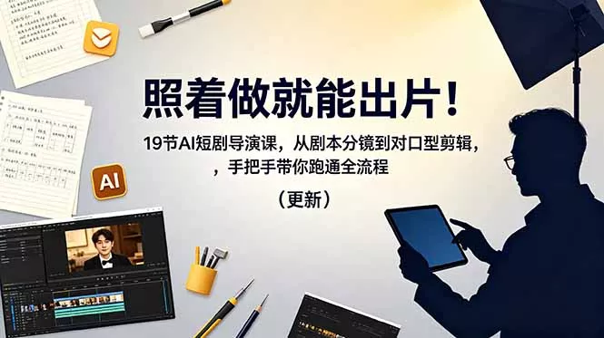 照着做就能出片！19节AI短剧导演课，从剧本分镜到对口型剪辑，手把手带你跑通全流程(更新 - 来及网络