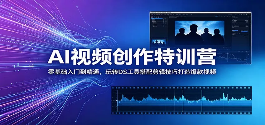AI视频创作特训营：零基础入门到精通，玩转DS工具搭配剪辑技巧打造爆款视频 - 来及网络