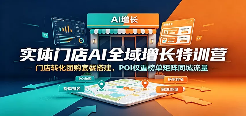 实体门店AI全域增长特训营：门店转化团购套餐搭建，POI权重榜单矩阵同城流量 - 来及网络