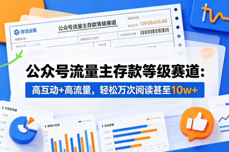 公众号流量主之存款等级赛道，高互动+高流量，轻松达到万次阅读，甚至10w+ - 来及网络