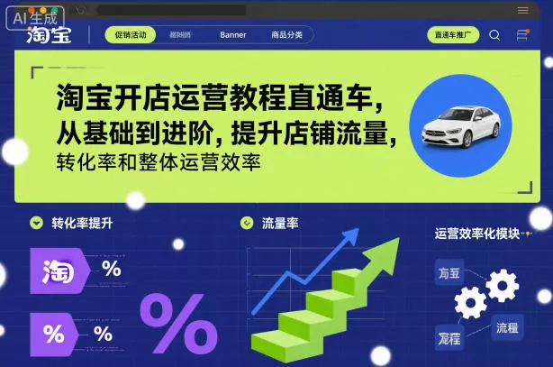 淘宝开店运营教程直通车，从基础到进阶，提升店铺流量，转化率和整体运营效率(更新26年07月11日) - 来及网络