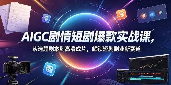 AIGC剧情短剧爆款实战课，从选题剧本到高清成片，解锁短剧副业新赛道(更新0906) - 来及网络