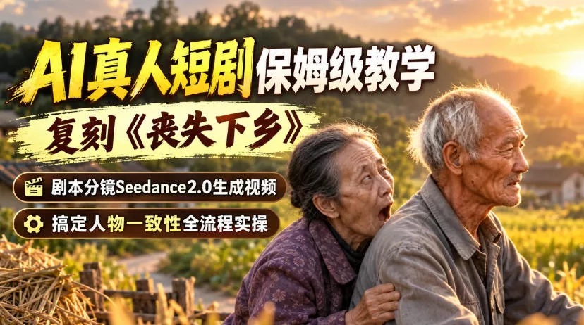 AI真人短剧保姆级教学，复刻《丧失下乡》，剧本分镜Seedance2.0生成视频，搞定人物一致性全流程实操 - 来及网络