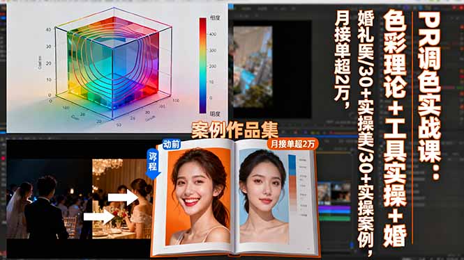 PR调色实战课：色彩理论+工具实操+婚礼医美/30+实操案例，月接单超2万 - 来及网络