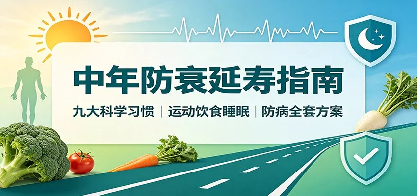 中年防衰延寿指南：九大科学习惯，运动饮食睡眠防病全套方案 - 来及网络