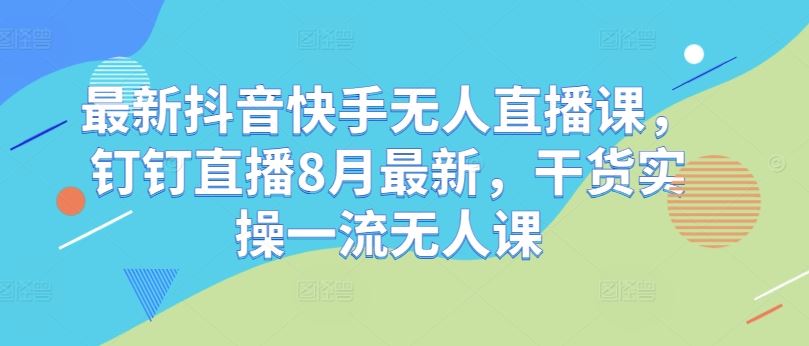 最新抖音快手无人直播课，钉钉直播8月最新，干货实操一流无人课 - 来及网络