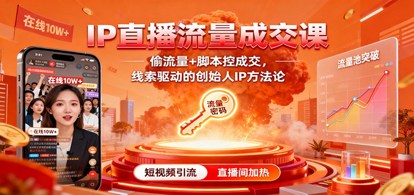 IP直播流量成交课：偷流量+脚本控成交，线索驱动的创始人IP方法论 - 来及网络